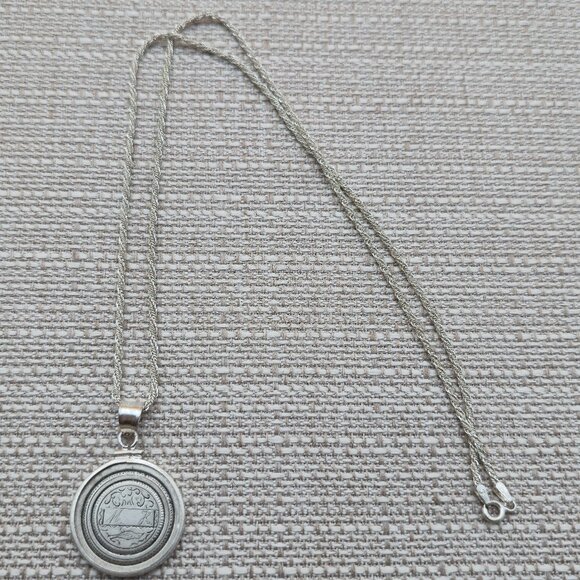 20 Inch Sterling Silver Carved US Quarter Initials MK Necklace A6012 - Picture 1 of 8